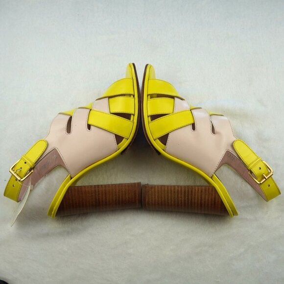 Opening Ceremony Colorblock Heels Yellow Blush Pink Leather Platform Sandals 9.5 - Picture 6 of 11